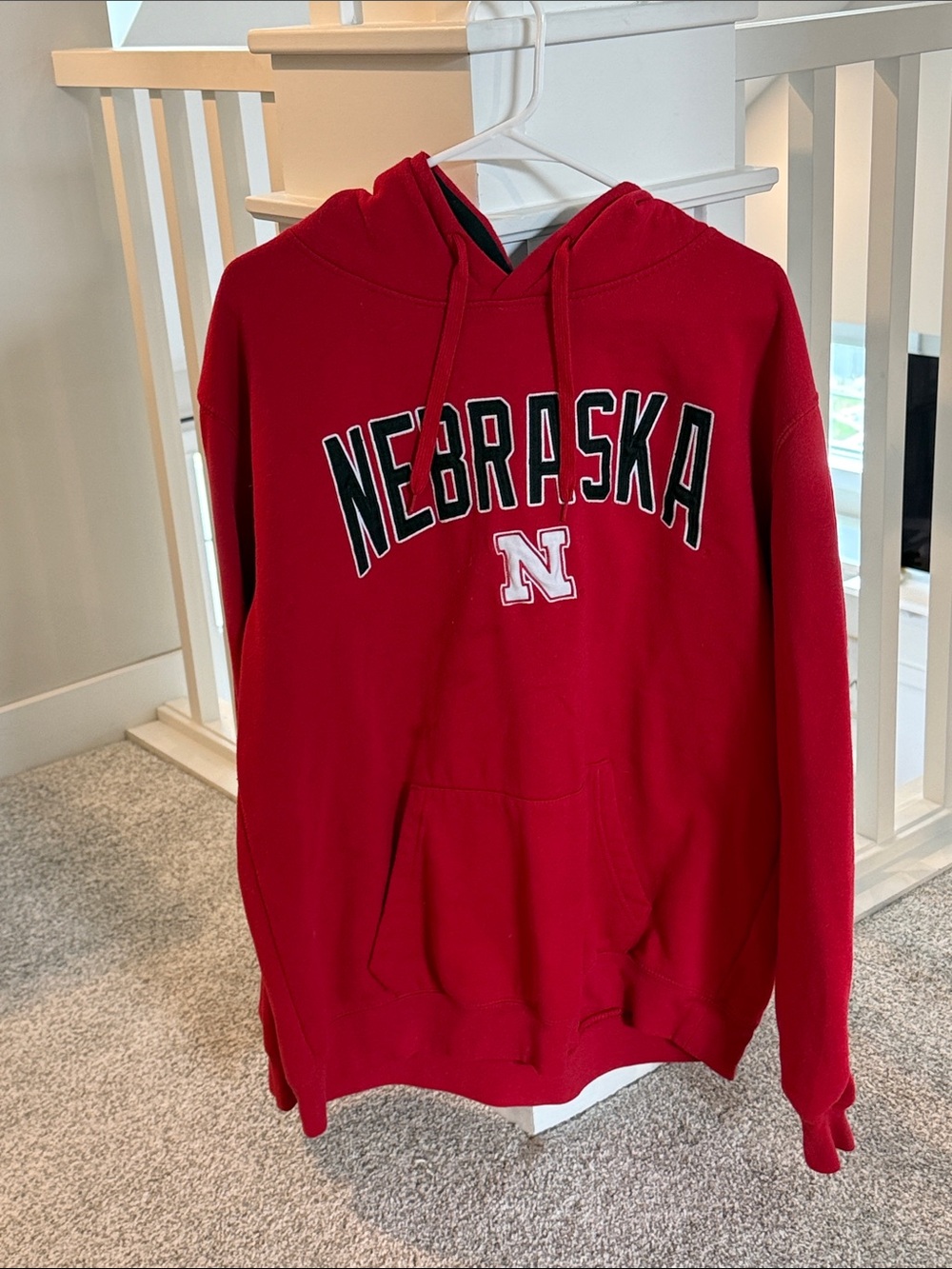 Stadium Athletics Red Nebraska Hooded Sweatshirt with 'N' Patch